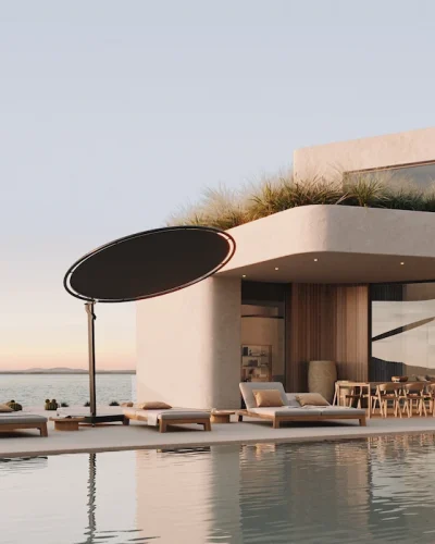 Sombrillas Tenerife. Parasol de jardín Eclipsum UX color negro